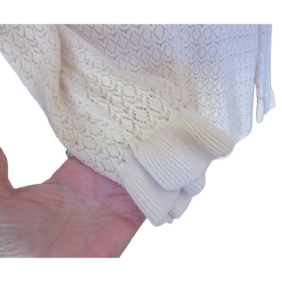 Peruvian Connection Ivory Pima Cotton Crochet Sweater Size XL - Picture 3 of 7